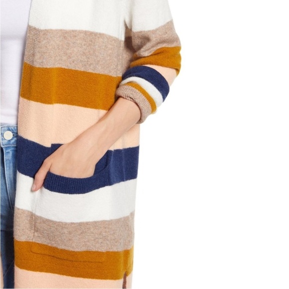 Madewell Kent Stripe Open Cardigan Sweater Bengali Indigo Small - Picture 3 of 14